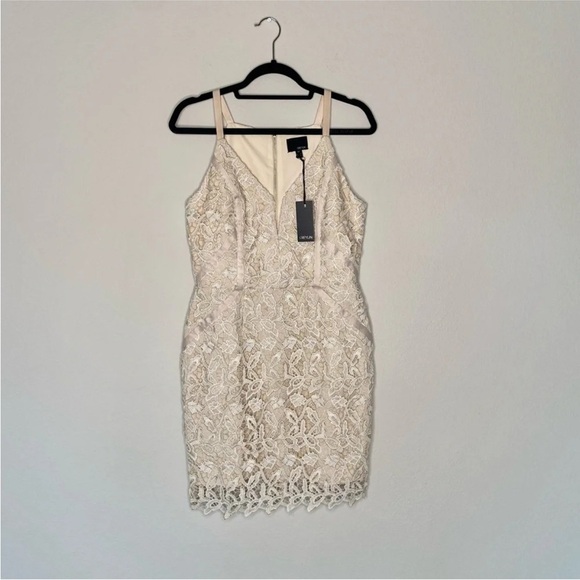 NWT Greylin Lace Cream & Gold Crochet Dress Size Medium Anthrpology Retail $170 - Picture 5 of 5